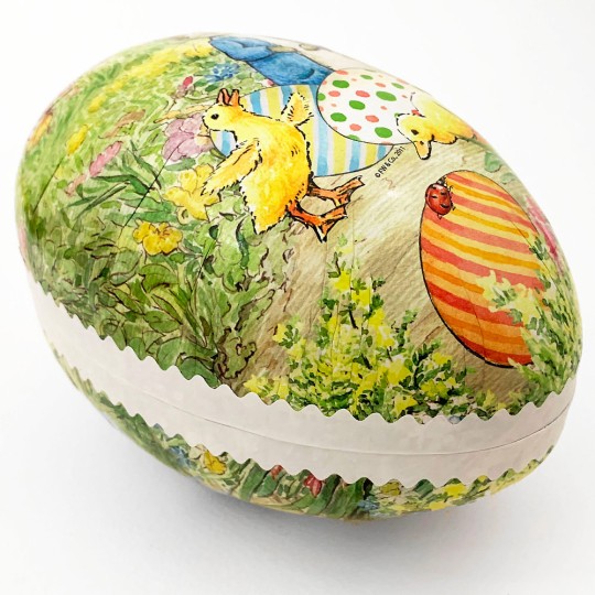 7" Peter Rabbit with Ducklings Papier Mache Easter Egg Container ~ Germany